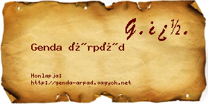 Genda Árpád névjegykártya